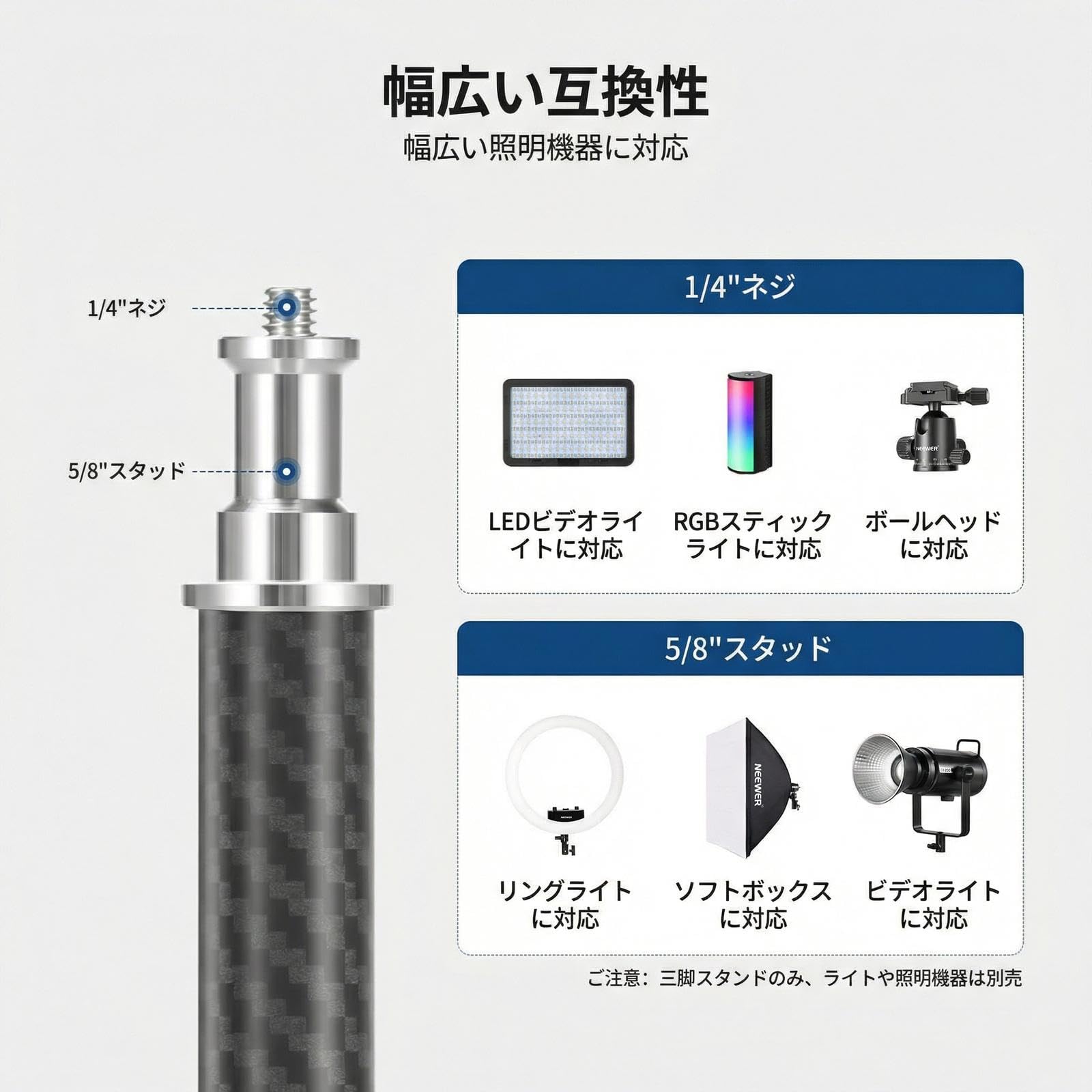 NEEWER LEDビデオライト照明キット 三脚スタンド ソフトボックス Amazon | NEEWER 三脚スタンド カーボン製 リバーシブル脚付き 89